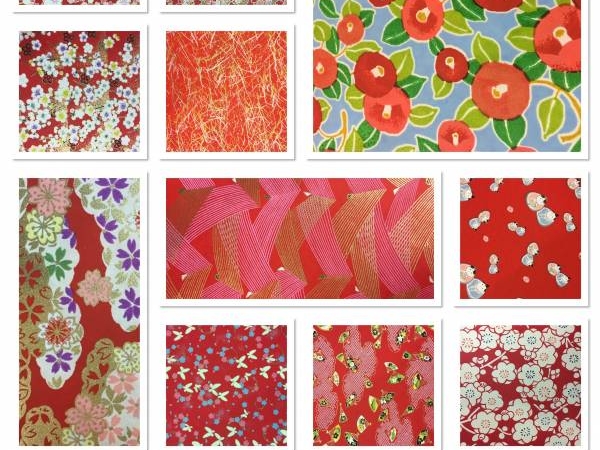 Panel dans les tonalités de rouge de washi japonais